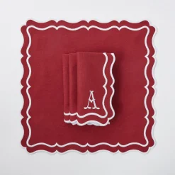 Mrs. Alice Katherine Berry Red Placemats & Napkins (Set of 4)< Table Linen Sets | Mrs. Alice Monogram
