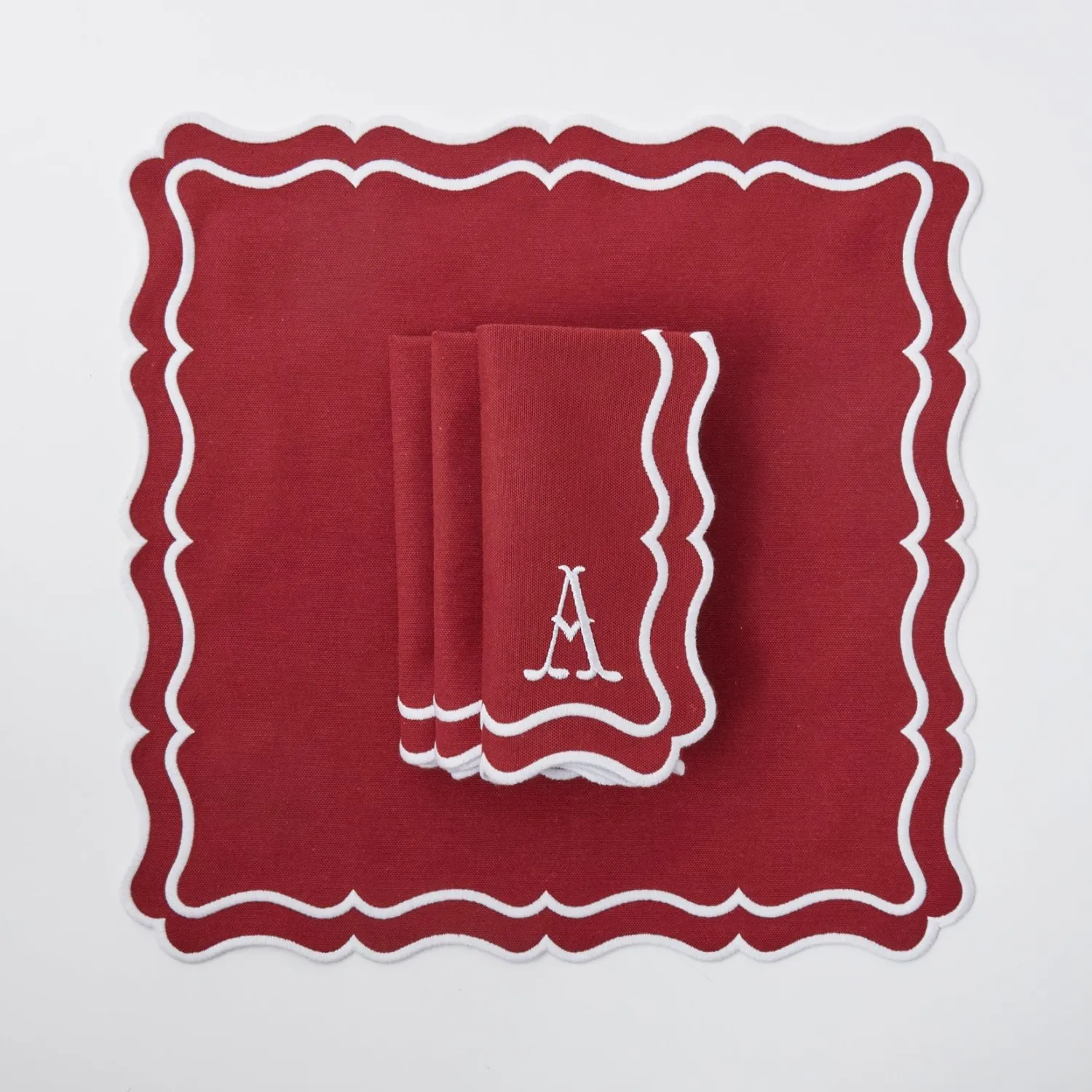 Mrs. Alice Katherine Berry Red Placemats & Napkins (Set of 4)< Table Linen Sets | Mrs. Alice Monogram