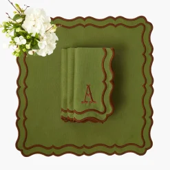 Mrs. Alice Katherine Green & Chocolate Napkins (Set of 4)< Napkins | Mrs. Alice Monogram
