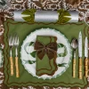 Mrs. Alice Katherine Green & Chocolate Placemats & Napkins (Set of 4)< Table Linen Sets | Mrs. Alice Monogram
