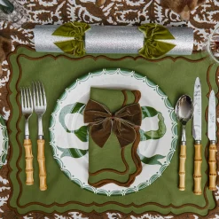Mrs. Alice Katherine Green & Chocolate Placemats & Napkins (Set of 4)< Table Linen Sets | Mrs. Alice Monogram