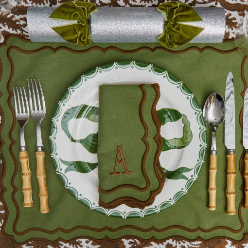 Mrs. Alice Katherine Green & Chocolate Napkins (Set of 4)< Napkins | Mrs. Alice Monogram