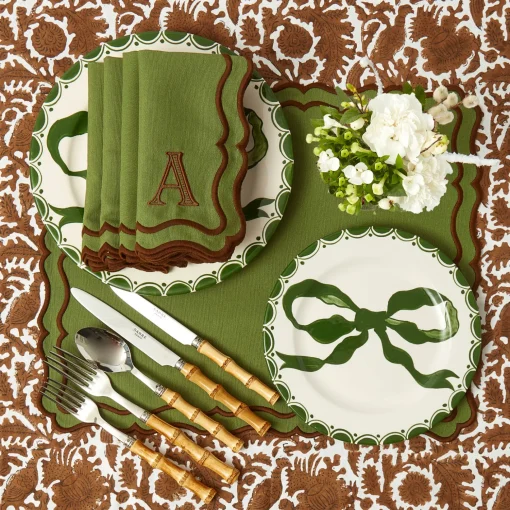Mrs. Alice Katherine Green & Chocolate Napkins (Set of 4)< Napkins | Mrs. Alice Monogram