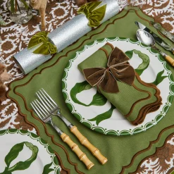 Mrs. Alice Katherine Green & Chocolate Placemats & Napkins (Set of 4)< Table Linen Sets | Mrs. Alice Monogram
