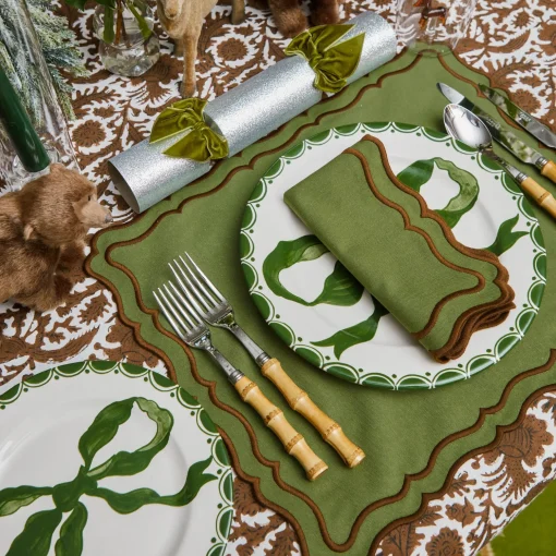 Mrs. Alice Katherine Green & Chocolate Napkins (Set of 4)< Napkins | Mrs. Alice Monogram