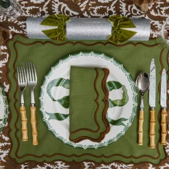 Mrs. Alice Katherine Green & Chocolate Placemats & Napkins (Set of 4)< Table Linen Sets | Mrs. Alice Monogram