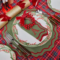 Mrs. Alice Katherine Green & Red Napkins (Set of 4)< Napkins | Mrs. Alice Monogram