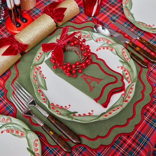 Mrs. Alice Katherine Green & Red Napkins (Set of 4)< Napkins | Mrs. Alice Monogram