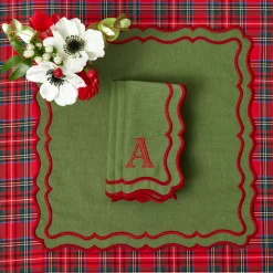 Mrs. Alice Katherine Green & Red Napkins (Set of 4)< Napkins | Mrs. Alice Monogram