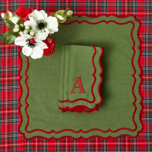 Mrs. Alice Katherine Green & Red Napkins (Set of 4)< Napkins | Mrs. Alice Monogram