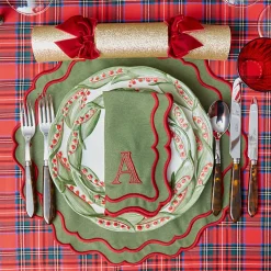Mrs. Alice Katherine Green & Red Placemats & Napkins (Set of 4)< Table Linen Sets | Mrs. Alice Monogram