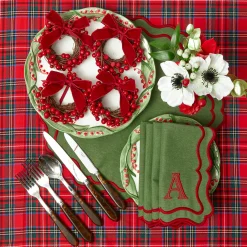 Mrs. Alice Katherine Green & Red Placemats & Napkins (Set of 4)< Table Linen Sets | Mrs. Alice Monogram