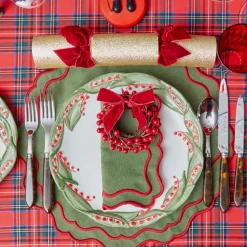 Mrs. Alice Katherine Green & Red Placemats & Napkins (Set of 4)< Table Linen Sets | Mrs. Alice Monogram