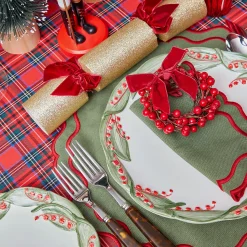 Mrs. Alice Katherine Green & Red Placemats & Napkins (Set of 4)< Table Linen Sets | Mrs. Alice Monogram