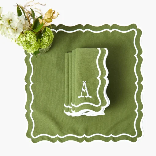 Mrs. Alice Katherine Green Napkins (Set of 4)< Napkins | Mrs. Alice Monogram