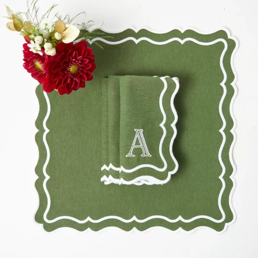 Mrs. Alice Katherine Green Napkins (Set of 4)< Napkins | Mrs. Alice Monogram