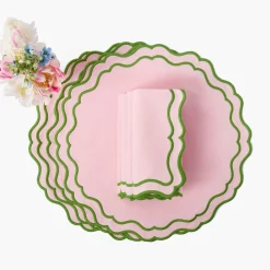 Mrs. Alice Katherine Pink & Green Placemats & Napkins (Set of 4)< Table Linen Sets | Mrs. Alice Monogram