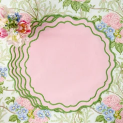 Mrs. Alice Katherine Pink & Green Placemats & Napkins (Set of 4)< Table Linen Sets | Mrs. Alice Monogram