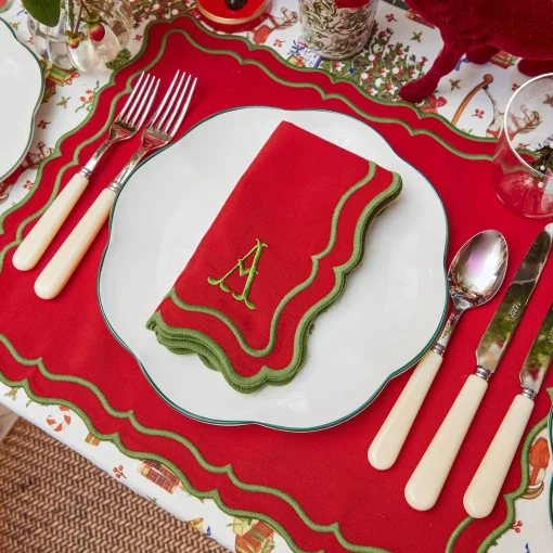 Mrs. Alice Katherine Red & Green Napkins (Set of 4)< Napkins | Mrs. Alice Monogram
