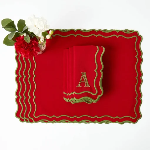 Mrs. Alice Katherine Red & Green Napkins (Set of 4)< Napkins | Mrs. Alice Monogram