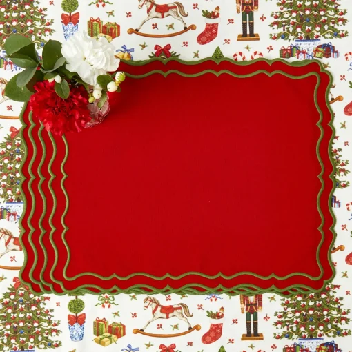 Mrs. Alice Katherine Red & Green Placemats (Set of 4)< Placemats