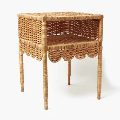 Mrs. Alice Lara Rattan Scalloped Bedside Table< Furniture | Furniture