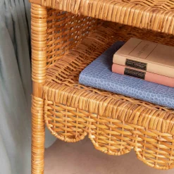 Mrs. Alice Lara Rattan Scalloped Bedside Table< Furniture | Furniture