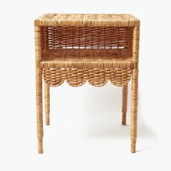 Mrs. Alice Lara Rattan Scalloped Bedside Table< Furniture | Furniture