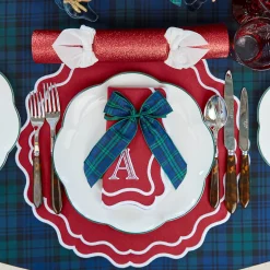 Mrs. Alice Large Blue Tartan Bows (Pair)< Napkin Rings & Bows