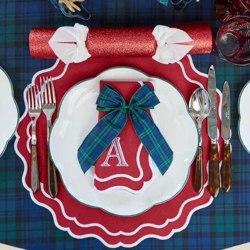 Mrs. Alice Large Blue Tartan Bows (Pair)< Napkin Rings & Bows