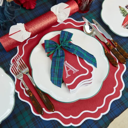 Mrs. Alice Large Blue Tartan Bows (Pair)< Napkin Rings & Bows