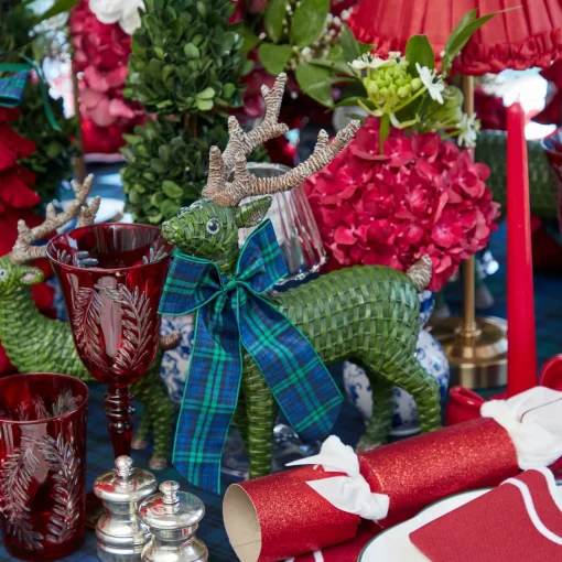 Mrs. Alice Large Blue Tartan Bows (Pair)< Napkin Rings & Bows