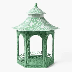 Mrs. Alice Large Green Rattan Chinoiserie Pagoda Lantern< Spring Decorations | Pagodas & Lanterns