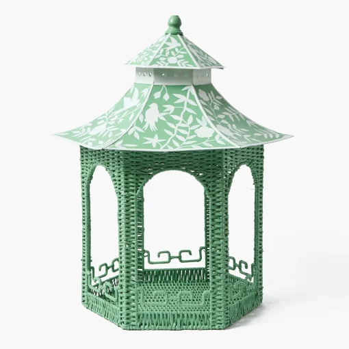 Mrs. Alice Large Green Rattan Chinoiserie Pagoda Lantern< Spring Decorations | Pagodas & Lanterns