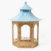 Mrs. Alice Large Natural Rattan & Blue Chinoiserie Pagoda Lantern< Summer Candleware | Year-round Decorations