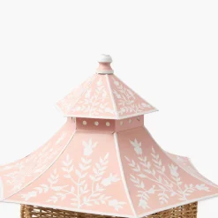 Mrs. Alice Large Natural Rattan & Pink Chinoiserie Pagoda Lantern< Year-round Decorations | Pagodas & Lanterns