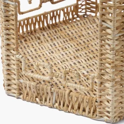 Mrs. Alice Large Natural Rattan & Blue Chinoiserie Pagoda Lantern< Summer Candleware | Year-round Decorations