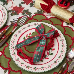 Mrs. Alice Large Red & Green Tartan Bows (Pair)< Napkin Rings & Bows