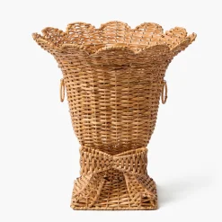 Mrs. Alice Liliana Bow Scalloped Rattan Urn< Vases | Vases & Planters