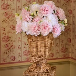 Mrs. Alice Liliana Bow Scalloped Rattan Urn< Vases | Vases & Planters