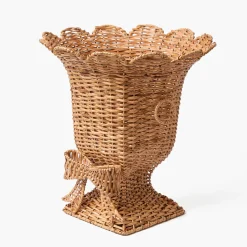 Mrs. Alice Liliana Bow Scalloped Rattan Urn< Vases | Vases & Planters