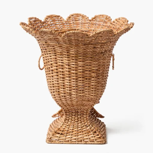 Mrs. Alice Liliana Bow Scalloped Rattan Urn< Vases | Vases & Planters