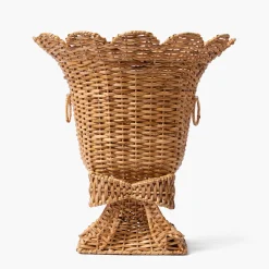 Mrs. Alice Liliana Bow Scalloped Rattan Urn< Vases | Vases & Planters
