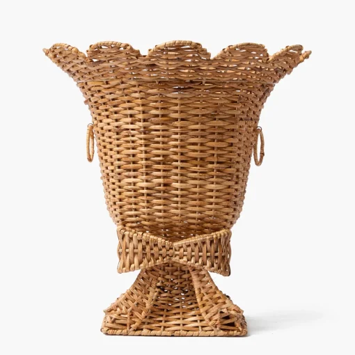 Mrs. Alice Liliana Bow Scalloped Rattan Urn< Vases | Vases & Planters