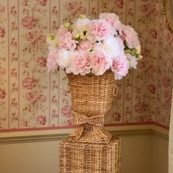 Mrs. Alice Liliana Bow Scalloped Rattan Urn< Vases | Vases & Planters