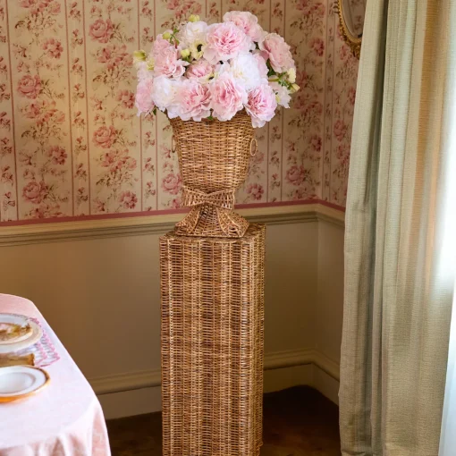 Mrs. Alice Liliana Bow Scalloped Rattan Urn< Vases | Vases & Planters