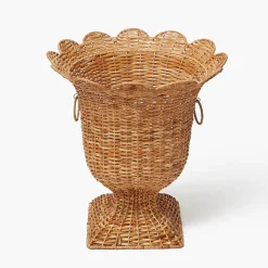 Mrs. Alice Liliana Scalloped Rattan Urn< Vases | Vases & Planters