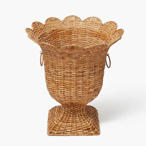 Mrs. Alice Liliana Scalloped Rattan Urn< Vases | Vases & Planters
