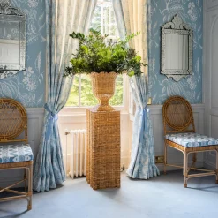 Mrs. Alice Liliana Scalloped Rattan Urn & Pedestal< Vases | Vases & Planters