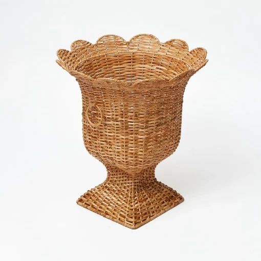 Mrs. Alice Liliana Scalloped Rattan Urn< Vases | Vases & Planters